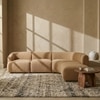 Zenliving Wood Left Aligned 3-Seater With Upholstery Non Storage Sofa In White Colour