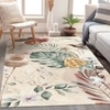 Botanical Print Cotton Rug 5x8 Ft