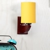 Devansh Solid Wood Electric Wall Light in Yellow Colour with Yellow Shade Count of 1 Light