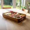 AJ Exports Premium Solid Acacia Wood Rectangular Tray with Raised Security Edges Handcrafted