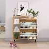 Hexa Red Engineered Wood Shoe Rack in Giant Wood and Frosty White Colour