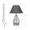 DECADE Blue Luster Glass and Metal Table Lamp With Black Cotton Shade