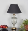 Mystic Hand Cut Rippled Glass And Brass Casted Metal Table Lamp With Black Cotton Shade