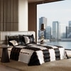 Stoa Paris Super King 5PC Satin Bedding Set  5PC Black-White Grey