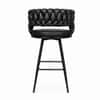 Doe Buck Presley Braided Faux Leather Bar Stool in Black Colour