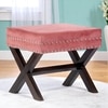 Rosslyn Solid Wood Pouf Stool in Coral Pink Velvet