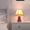 Devansh Curtain Pleated Cotton Table Lamp With Wood Pebble Lamp (12X12X16.5) Inches -C