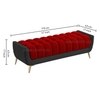 Hoslo Velvet 2 Seater Ottoman Bench in Black & Red  Color