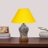 Devansh Conical Yellow Cotton Shade Lamp With Wood & Mosaic Glass Base For Decoration/Office/Home/Gifting/Study For Decoration/Office/Home/Gifting/Study -(10X10X14.5) Inches -A