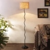 Nala Beige Natural Fiber Floor Lamp with Black Iron Base
