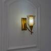 ELTHAM Amber Glass and Brass Metal Wall Light