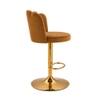 Doe Buck Luxury Brown Velvet Adjustable Bar Stool Chair with Gold Hydraulic Base