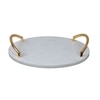 Round Marble Tray with Gold Finish Metal Handle