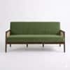 Ginni Solid Wood Ratan 3 Seater Designed Sofa  In Teak Finish
