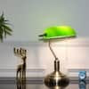 Lawyer Antique Brass Metal and Glass Study Table Lamp