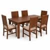 Globally Indian Aurelie Solid Sheesham Wood 6 Seater Dining Table Set 6 Chairs Beige