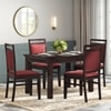 Fidora 4 Seater Dining Table With Set Of 4 Alaine Dining Chairs (Colour- Rococco Red, Finish- Teak)