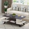 Anatdol Rectangular Engineered Wood Coffee Table In Wenge And White Finish