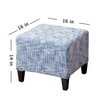 Slub Jacquard Wooden Seating Stool in Blue Color Set of 2