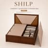 Shilp Solid Wood Compact Queen Bed Box Storage Provincial Teak Finish Mattress 60 x 72 Inches