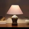 Devansh Conical Grey Cotton Shade Lamp With Wood & Mosaic Glass Base For Decoration/Office/Home/Gifting/Study For Decoration/Office/Home/Gifting/Study -(10X10X14.5) Inches -A