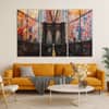 Truss Pcs Black Red Grunge Brooklyn Bridge Printed Canvas Wall Prints Set of 3 Multicolor Matte