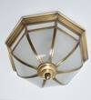Mirage Frosted White and Antique Brass Flush Ceiling Light