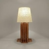 Palisade Brown Wooden Table Lamp with White Fabric Lampshade