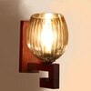 Devansh Solid Wood Electric Wall Light in Brown Colour with Lavender Shade Count of 1 Light