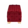 Doe Buck Velvet Tufted Bench in Red Colour with Gold Base