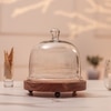 Ireka Homes Sweet Haven Acacia Wood Cake Stand with Glass Dome