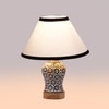 Devansh Conical White & Black  Cotton Shade Lamp With Wood & Mosaic Glass Base For Decoration/Office/Home/Gifting/Study For Decoration/Office/Home/Gifting/Study -(10X10X14.5) Inches -A