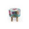 Morgan Solid Wood Pouf Stool in Floral Print Green Kantha Fabric