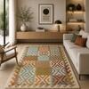 Imperial Knots Multicolor Geometric Hand Woven Kilim Dhurrie 4x6 Feet