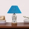 Devansh Conical Turquoise Jute Shade Lamp With Wood & Mosaic Glass Base For Decoration/Office/Home/Gifting/Study For Decoration/Office/Home/Gifting/Study -(10X10X14.5) Inches -A