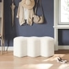 Wooden Twist Molecule Boucle Upholstered Ottoman Bench in White Colour