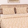 Genda Phool 1 Double Bed Sheet & 2 Pillow Covers + 1 Double Duvet Cover with Beige colour