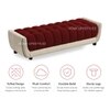 Resco Velvet 2 Seater 4 Feet Ottoman Bench in Maroon & Cream  Color