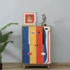 Olio Mango Wood Hand Painted Multicolor 2 Door Cabinet In Natural Finish