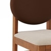 Pabi Solid Wood Bar Chair In Amber Walnut Finish with Classic Beige And Russet Brown Leatherette Colour