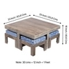 Blane Sheesham Wood 4 Seater Coffee Table Set In Antique Grey Finish Indigo Patch Kantha Cushion