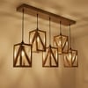 Symmetric 5 Series Brown Solid Wood Cluster Hanging Light