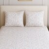 White Floral 400 TC Cotton Flat Super King Size Bedsheet With 2 Pilllow Covers  Threads