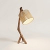 Emphasis Wooden Table Lamp with Brown Base and Yellow Fabric Lampshade