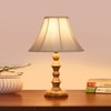 Devansh Off-White Cotton Vintage  Lamp With Wood Base  (12X12X17)