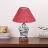 Devansh Conical Pink Jute Shade Lamp With Wood & Mosaic Glass Base For Decoration/Office/Home/Gifting/Study For Decoration/Office/Home/Gifting/Study -(10X10X14.5) Inches -A