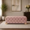 Doe Buck Velvet Tufted Bench in Pink Colour with Gold Base