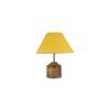 Jeanette Yellow Fabric Shade Table Lamp with Natural Wooden Base