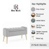 Doe Buck Upholstered Storage Bench in Grey Colour with Gold Legs