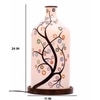 Artful Timber Hand Painted White Glass Shade Table Lamp with Wooden Base